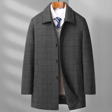 新款主推羽绒内胆大衣813/P145羽绒呢大衣男爸爸中长款外套商务装，男装毛呢大衣，星座1216