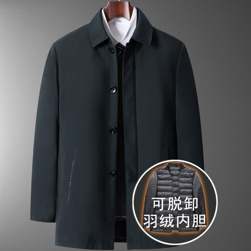 可脱内胆8901/P210商务绅士羽绒服中老年爸爸经典翻领羽绒外套,男装羽绒服,星座1216