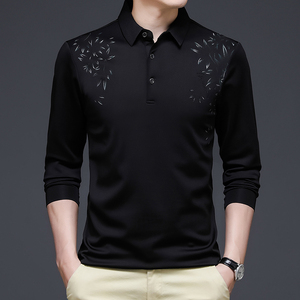 3130/P40商务男装长袖T恤爸爸服装男士POLO衫中老年人打底衫图片