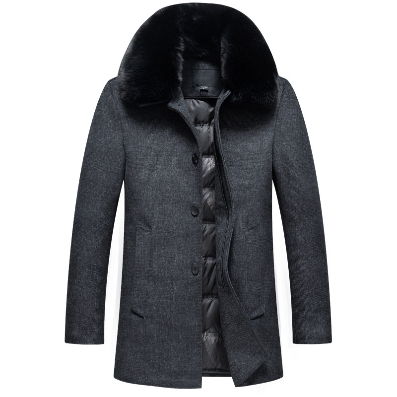 8122/P200羽绒大衣男爸爸中长款呢大衣外套中老年羊毛风衣商务装，男装毛呢大衣，星座1216