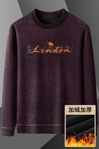 5161/P40商务休闲爸爸冬装毛线衣加绒加厚中老年男士毛衣男图片