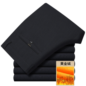 长年有货爆版！909/P35加绒加厚中老年男裤爸爸冬季黄金绒商务裤图片