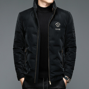 6101/P190商务男装羽绒服中青年立领潮流时尚刺绣印花羽绒衣外套图片