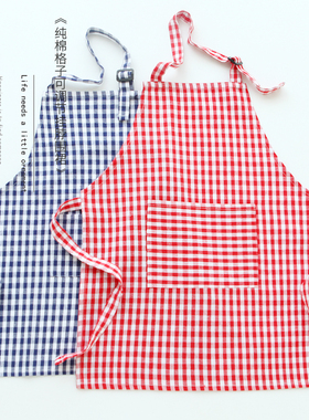 8302麻棉亲子儿童幼儿园围裙厨房美甲花艺店可调节围腰工作服男女