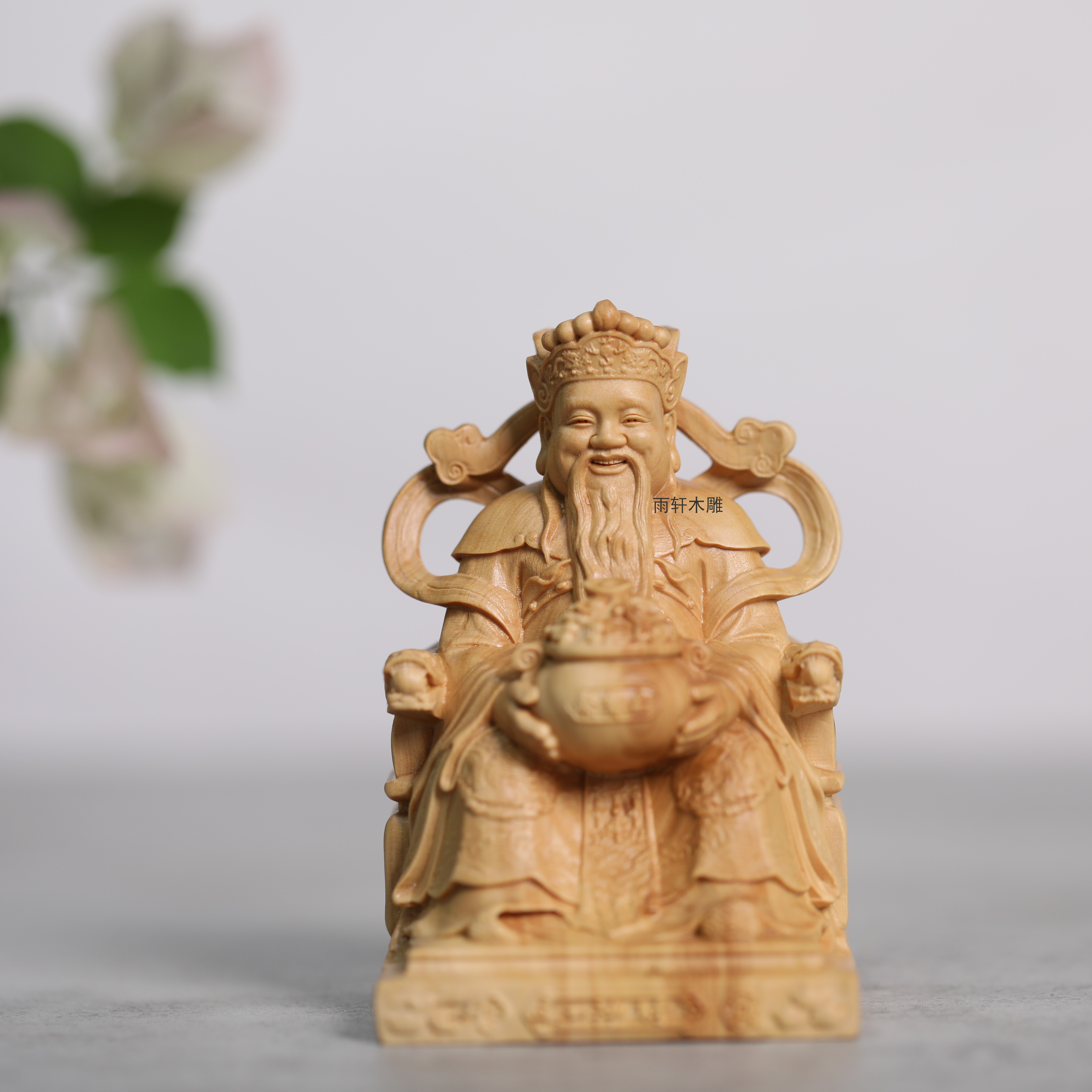 正宗小叶黄杨木雕刻开业招财摆件