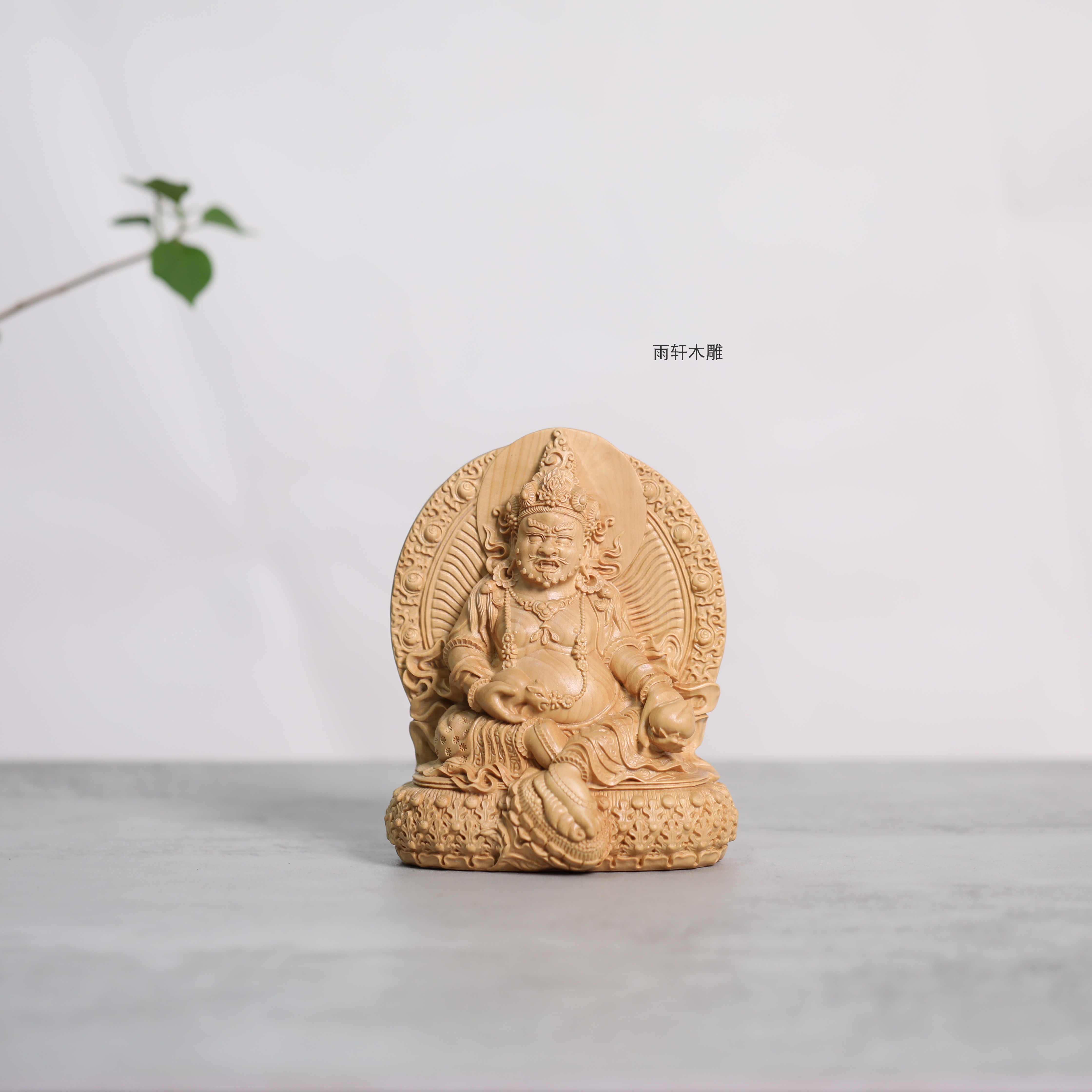 正宗小叶黄杨木雕刻黄财神摆件招财聚宝商用店铺公司家居开业礼品