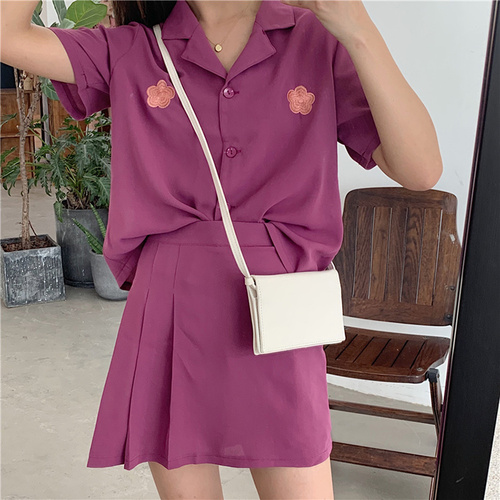 Real Price Controlled Price 29-33 Ocean Aging Reduction Suit Loose Short Sleeve Shirt Short Skirt Two-piece Suit