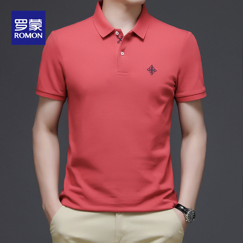ROMON HIGH-END SHORT-SLEEVED POLO SHIRT MENS SUMMER FASHION CASUAL SHORT-SLEEVED T-SHIRT MENS BUSINESS COTTON SLIM TOP T
