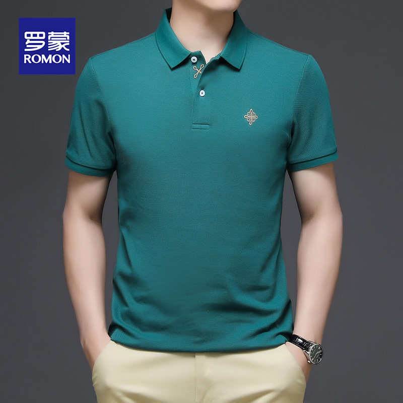 ROMON HIGH-END SHORT-SLEEVED POLO SHIRT MENS SUMMER FASHION CASUAL SHORT-SLEEVED T-SHIRT MENS BUSINESS COTTON SLIM TOP T