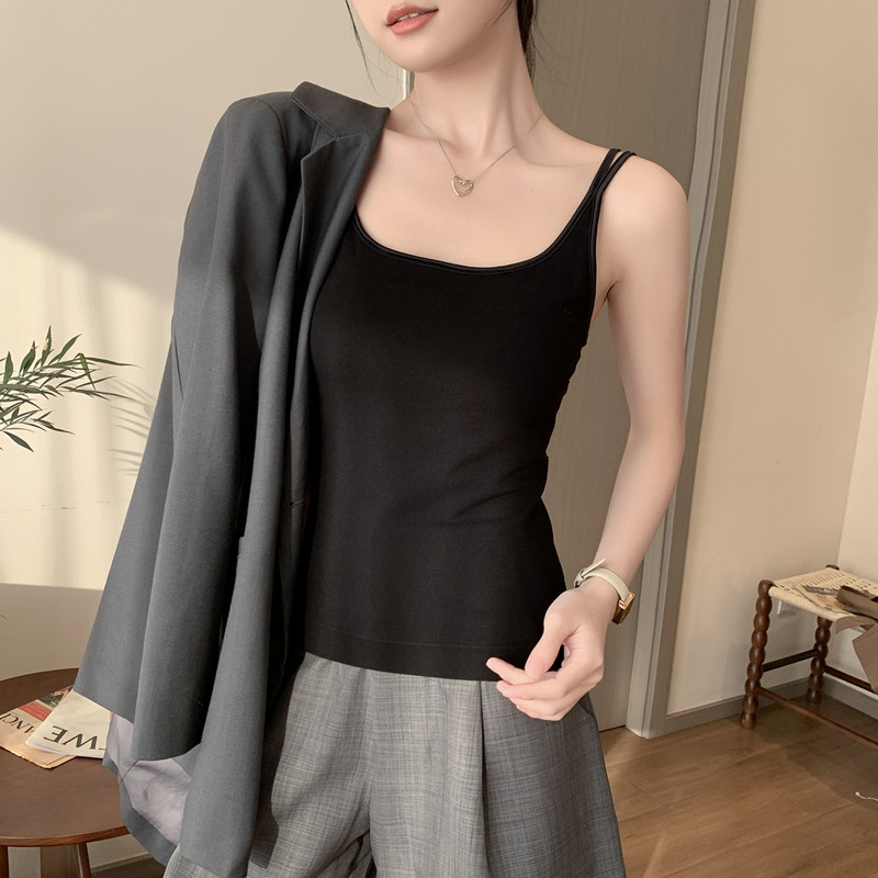 薄绒蚕丝发热保暖吊带背心