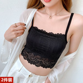 性感美背吊带内衣夏季 抹胸女打底防走光蕾丝裹胸短款 内搭背心薄款