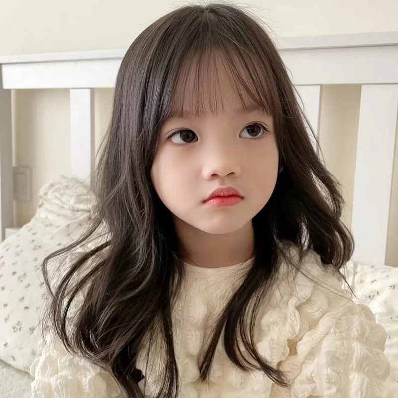 儿童假发女韩版宝宝长卷发齐刘海仿真大波浪蓬松假发头套