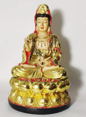 观音菩萨树脂坐莲观音坐像家用供奉客厅佛像摆件家居神像已装藏