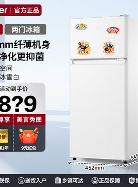 海尔123L小冰箱上下双门两门黑金净化出租宿舍节能家用白迷你冰箱