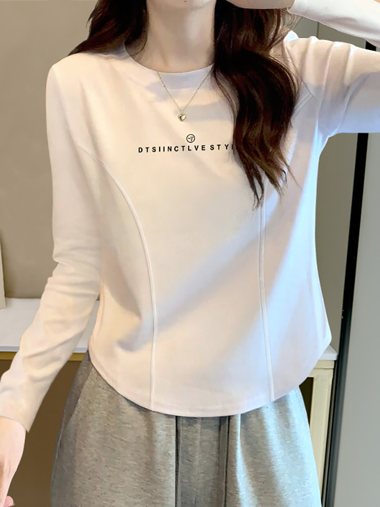 设计感鱼骨打底衫女2026初秋长袖T恤小个子内搭收腰显瘦短款上衣