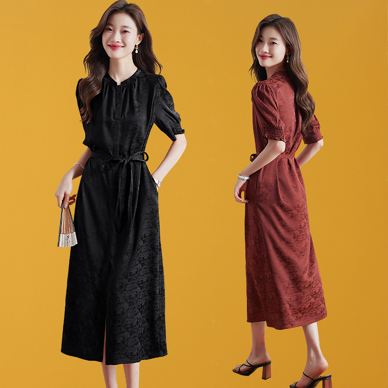夏季连衣裙子2024新款深圳南油高端女装品牌国际长裙到脚踝超长款