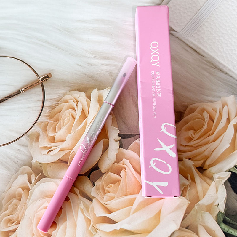 QXQY双头眼线胶笔带折角晕染刷二合一持妆自然立体卧蚕笔眼线笔