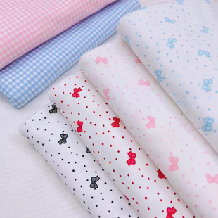 糖果色蝴蝶结小波点纯棉针织弹力小布头手工娃衣面料21*25厘米