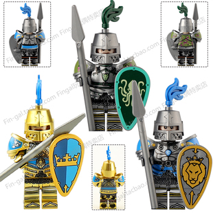 VP117中世纪城堡骑士狮子骑士皇冠中古骑士战马人仔积木拼装玩具