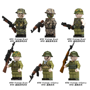 N701-706越战美军步兵越士兵人仔积木军事拼装儿童玩具