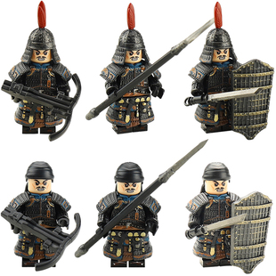 KP816古代唐朝陇右军重装士兵历史军事国潮人仔积木儿童拼装玩具