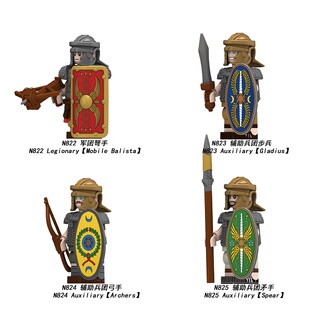N822-825罗马军团弓弩矛手兵团士兵中世纪骑士拼装积木人仔玩具