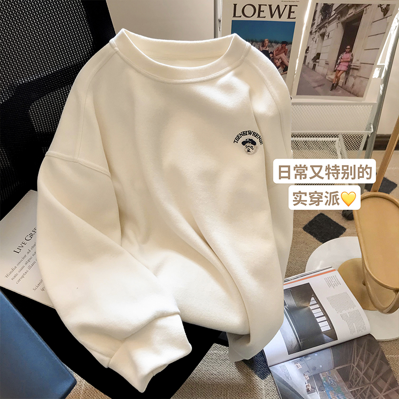 美式学院风圆领卫衣女
