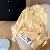 小C家 上衣 早春宽松慵懒风毛衣软糯纯羊毛衫 连帽针织衫 女2026新款