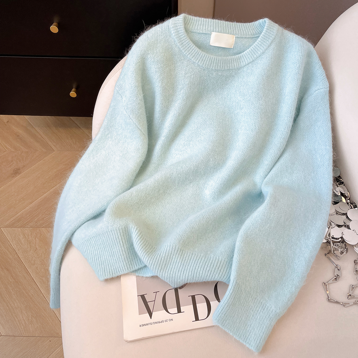 圆领多巴胺风宽松针织毛衣女新款