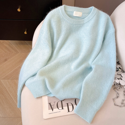 圆领多巴胺风宽松针织毛衣女新款