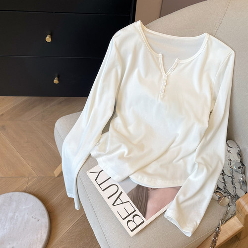 长袖休闲纯色棉T恤女2026新款春