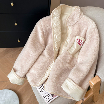 休闲摇粒绒两面穿外套女冬季新款