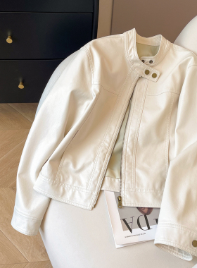 小C家 立领皮衣外套女2026新款春季酷飒风高级感小个子机车皮夹克