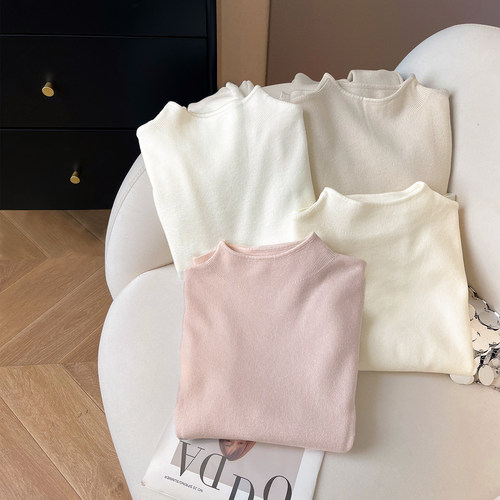 半高圆领套头针织打底衫女新款秋