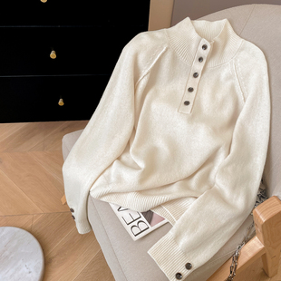 小C家 半高领羊毛衫女100纯羊毛2026新款秋冬慵懒高级感软糯毛衣