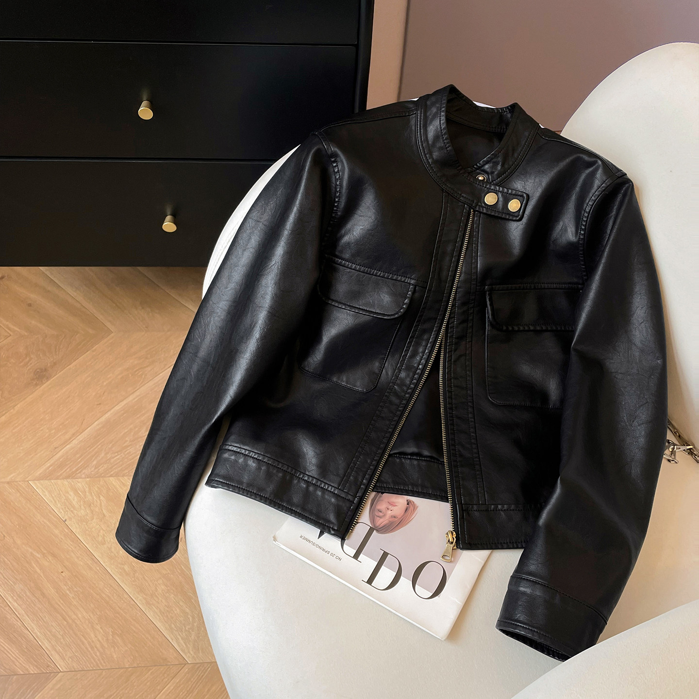 小C家 黑色皮衣外套女酷飒风2026年新款冬高级感小个子短款皮夹克,女装/女士精品,皮衣,淘宝优惠券,粉丝福利购,淘宝优惠卷
