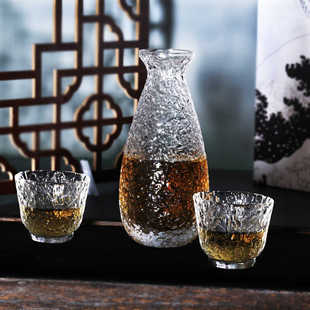 轻奢锤纹玻璃果酒壶小酒杯日料清酒壶果酒杯小盏微醺酒杯米酒杯子