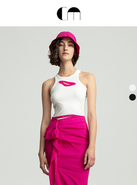 COMME MOI吕燕设计师女士修身运动针织设计感美背吊带背心