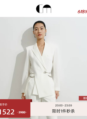 COMME MOI吕燕设计师夏季高级感气质白色通勤西装外套女