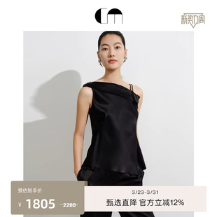 女上衣 不对称斜肩衬衫 COMME MOI吕燕设计师早春黑色法式