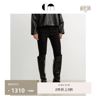 显瘦小脚牛仔裤 COMME 加绒微弹黑色修身 修身 MOI吕燕设计师春女装