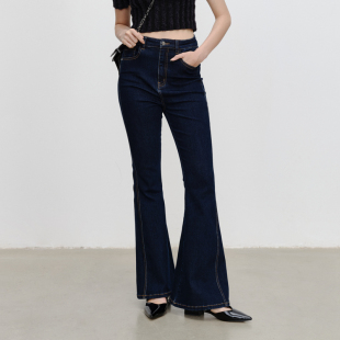 复古时髦弹力喇叭牛仔裤 COMME MOI吕燕设计师早春女装