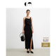 气质连衣裙 黑色压褶法式 COMME MOI吕燕设计师早春女装