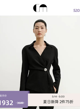 COMME MOI吕燕设计师夏季女装收腰廓形羊毛黑色西装