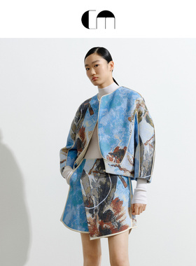 COMME MOI吕燕设计师早春女装复古小众设计提花廓形夹克