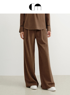 COMME MOI吕燕设计师早春女装复古绒面美拉德羊毛阔腿裤