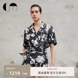 衬衫 全棉黑白印花短袖 上衣 MOI吕燕设计师早春女装 COMME