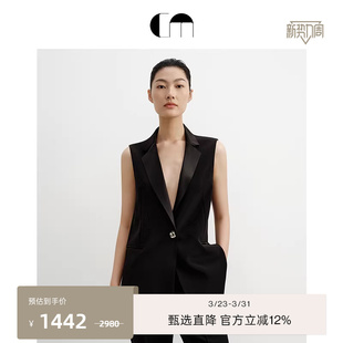 马甲 黑色通勤V领型西装 COMME MOI吕燕设计师早春女装
