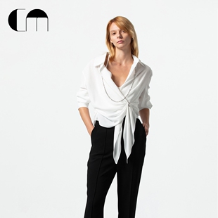 女 通勤醋酸淡人穿搭衬衫 COMME MOI吕燕设计师早春设计感雪纺法式