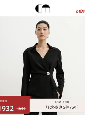 COMME MOI吕燕设计师夏季女装收腰廓形羊毛黑色西装